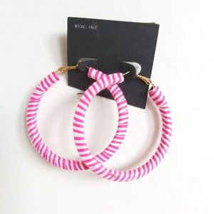 *3/$20* Free Press striped pink hoop earrings NWOT